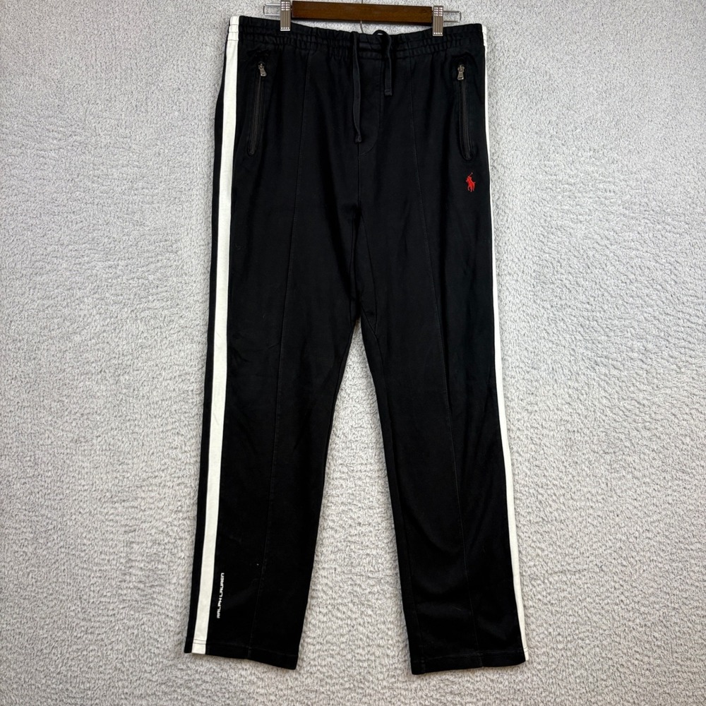 Polo Ralph Lauren Track Pants Mens Large Black Pony Joggers Sweatpants Preppy